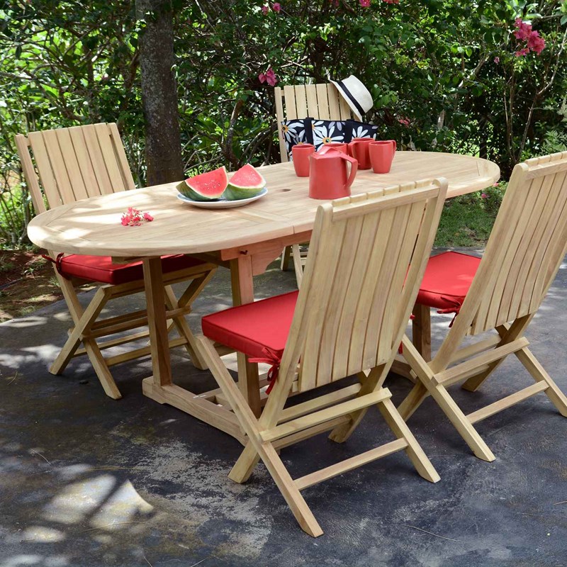 TECK'Attitude - Salon de jardin teck alizé + 4 chaises