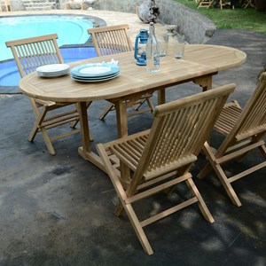 Salon de jardin teck hawai 1,2 - 1,8 m