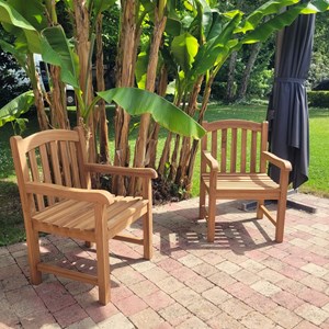 Fauteuil teck brighton - dossier arrondi