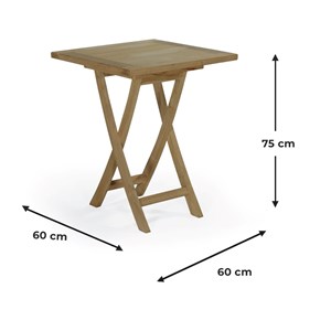 Table pliante carré teck bistrot 60 cm