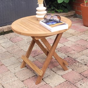 Table basse pliante ronde teck kuta 50cm