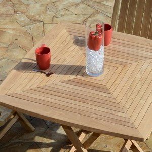 Table pliante carrée teck cardif 90x90cm