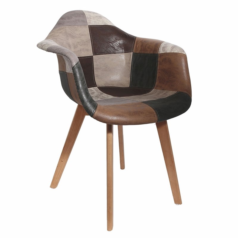 The Home Deco Factory - Fauteuil scandinave patchwork gris