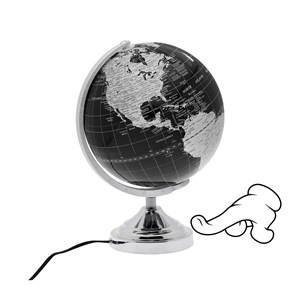 Globe terrestre lumineux noir touche