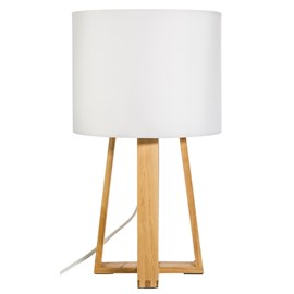 Lampe pied bois molu blanc