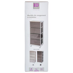 Meuble de rangement 4 tiroirs gris clair