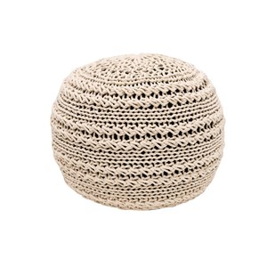 Pouf tresse en maille beige intérieur no