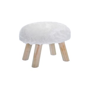 Tabouret imitation fourrure blanc