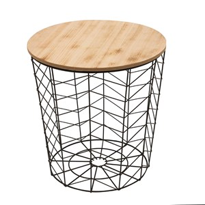 Table filaire bois et métal noir