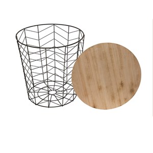 Table filaire bois et métal noir