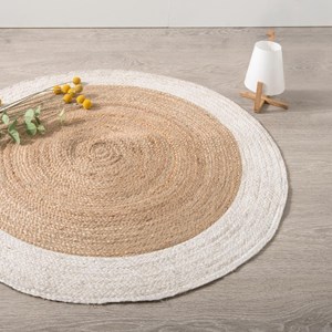 Tapis jute folk blanc ø120cm