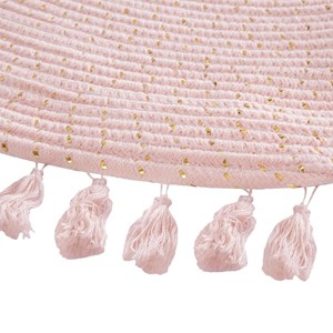 Tapis à franges rose avec lurex doré int