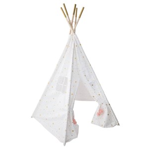 Tipi déco pour enfant h160cm blanc or