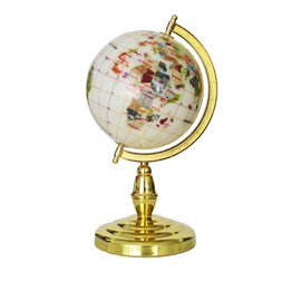 Globe terrestre 15cm blanc 1 pied