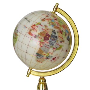 Globe terrestre 15cm blanc 1 pied