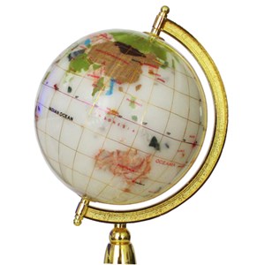 Globe terrestre 15cm blanc 1 pied