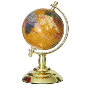 Globe terrestre 8cm cuivre pied doré