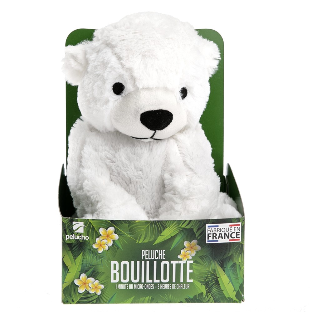 Bouillotte Chauffante Warmies - Ours Blanc, Micro-ondes 2 Min, Graines De Blé Et Lavande