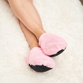 Chaussons chauffants roses