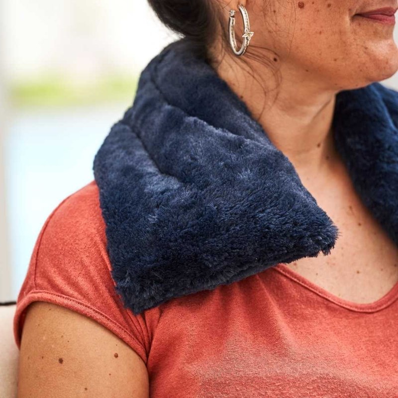 Bouillotte tour de cou bleu nuit