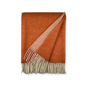 Plaid en laine réversible coral white