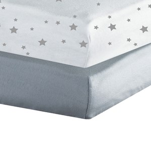 Lot de 2 draps housse bébé gris 40x80 cm