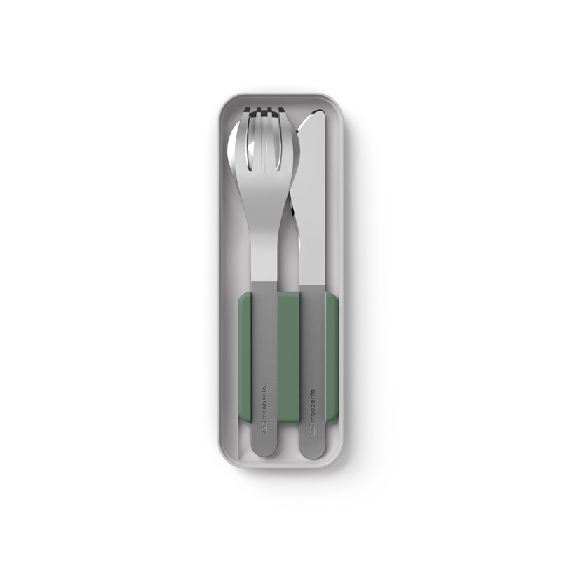 Set de couverts inox avec boîtier vert