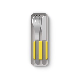 Set de couverts inox avec boîtier jaune