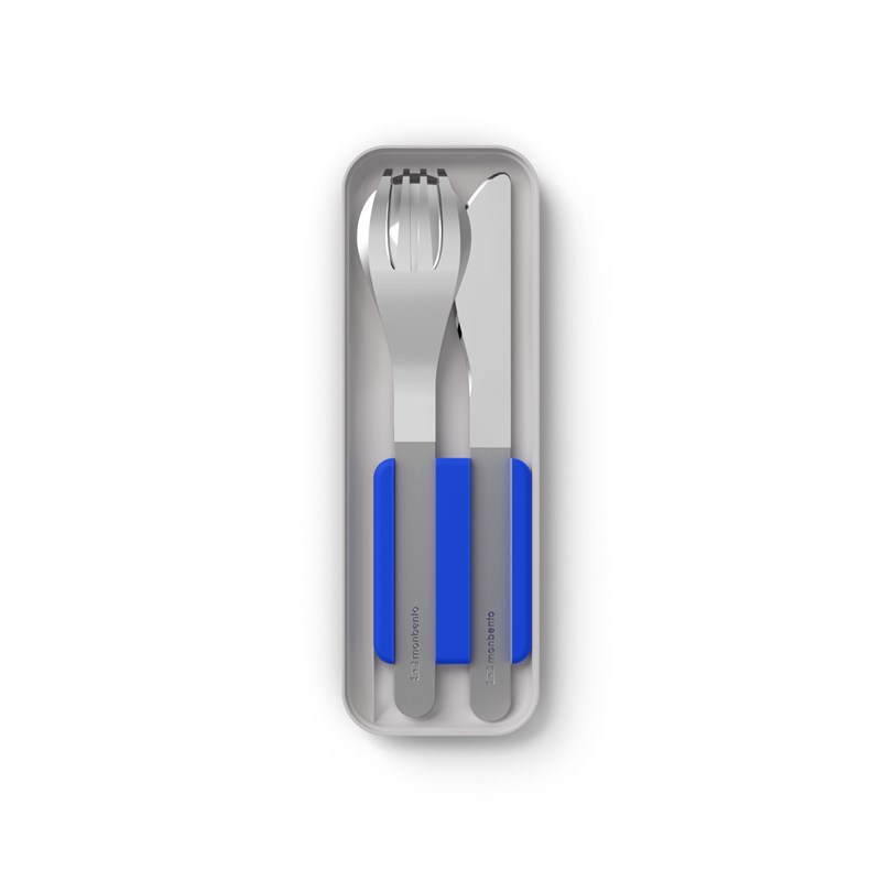 Set de couverts inox avec boîtier bleu