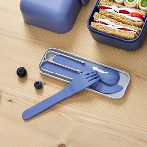 Set de couverts plastique végétal bleu