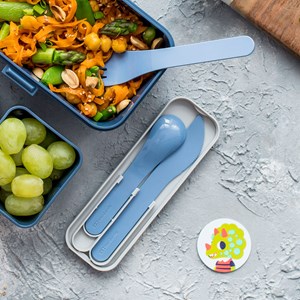 Set de couverts plastique végétal bleu