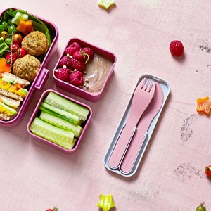 Set de couverts plastique végétal rose