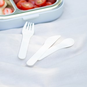Set de couverts plastique végétal crème