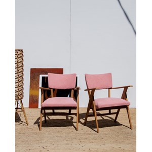 Jakob, la paire de fauteuils roses n°391