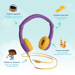 Lunii - casque audio violet - compatible avec ma fabrique à histoires - pour