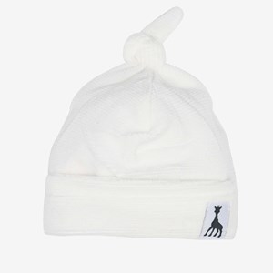 Bonnet de naissance coton bio blanc 1 3