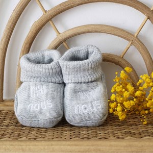 Chaussons naissance - mini nous gris 0 1