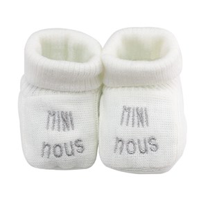 Chaussons naissance - mini nous blanc 0