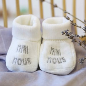 Chaussons naissance - mini nous blanc 0