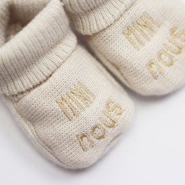 Chaussons naissance - mini nous beige 0