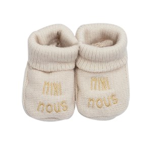 Chaussons naissance - mini nous beige 0