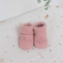 Chausson bébé avec broderie rose 0 1 moi