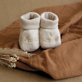Chausson bébé avec broderie sable 0 1 mo
