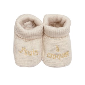 Chausson bébé avec broderie sable 0 1 mo