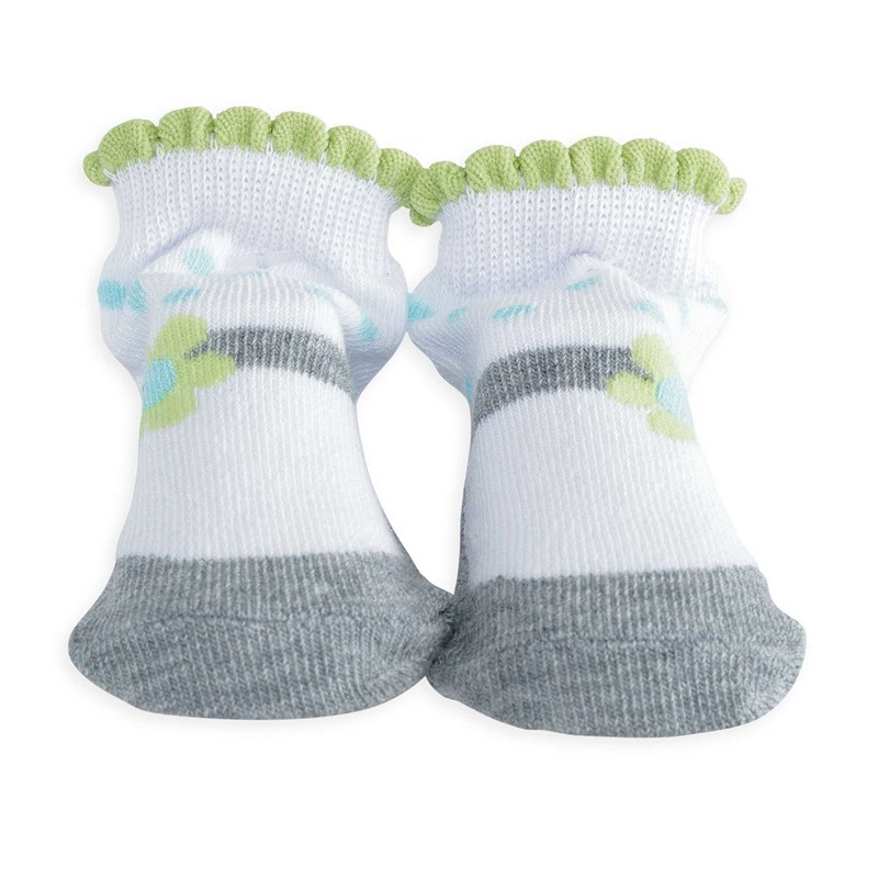 Chaussette bébé - petites fleurs gris 0