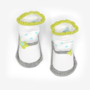 Chaussette bébé - petites fleurs gris 0
