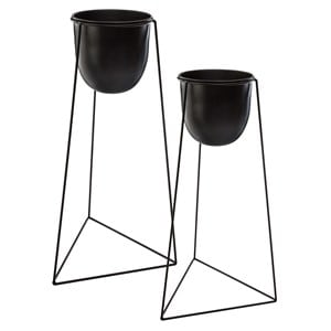 Lot de 2 pots avec supports en métal liv