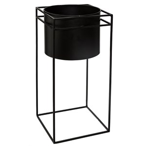 Lot de 2 pots en métal avec support noir