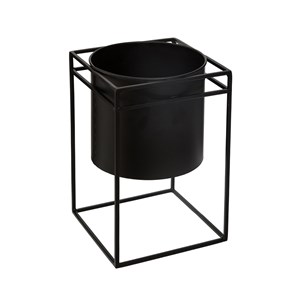 Lot de 2 pots en métal avec support noir