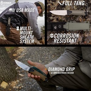 Couteau gerber strongarm camp green